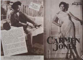 Carmen Jones. Ein Musikfilm mit Harry Belafonte. Illustrierte Film-Bühne Nr. 3270, München ( 1946 ). 4 Seiten mit Fotos in Kupfertiefdruck. Regie: Otto Preminger. Musik: Georges Bizet. Mit Harry Belafonte, Dorothy Dandridge