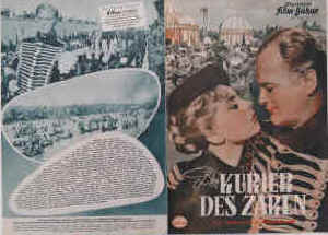 Der Kurier des Zaren. Nach dem Roman " Michael Strogoff " von Jules Verne.  Illustrierte Film-Bühne Nr. 3556, München ( 1956 ). Farbiges Front Cover. 4 Seiten mit Fotos in Kupfertiefdruck. Regie: Carmine Gallone. Musik: Norbert Glanzberg. Mit Curd Jürgens, Genevieve Page