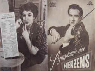 Symphonie des Herzens. Rhapsody  Regie: Charles Vidor. Musikalische Leitung: Bronislau Kaper. Mit Elizabeth Taylor, Vittorio Gassman, John Ericson, Louis Calhern, Michael Chekhov, Barbara Bates, Richard Hagemann, Richard Lupino, Celia Lovsky.