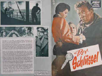 Der Schlüssel ( The Key ). Nach dem Roman " Stella " von Jan de Hartog.  Das Neue Filmprogramm Nr. 4058, Mannheim ( 1958 ) Farbiges Front-Cover. 4 Seiten mit Fotos in Kupfertiefdruck. Regie: Carol Reed. Musik: Malcolm Arnold. Mit William Holden, Sophia Loren, Trevor Howard,