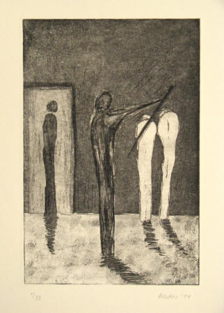 Prügler, der Process von Franz Kafka, Original Radierung der Künstlerin Elke Rehder