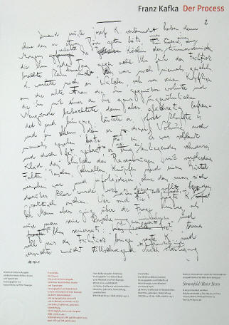 Plakat Franz Kafka Der Process Faksimile der Handschrift Verlag Stoemfeld Roter Stern Frankfurt Basel