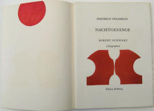 Robert Schwarz Künstlerbuch  Nachtgesänge Friedrich Hölderlin