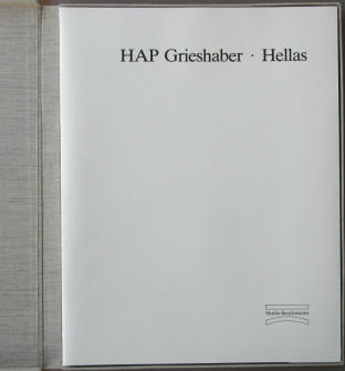 HAP Grieshaber Mappe mit den 6 Holzschnitten zu Hellas in der Kassette.