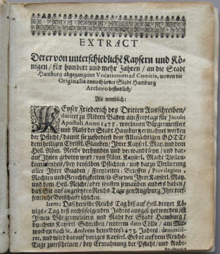 alte Dokumente zur Stadt Hamburg Anno 1630