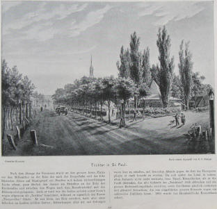 Hamburg St. Pauli mit Tor-Pavillon, genannt "Trichter", 1868 abgebrochen.