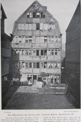 Geburtshaus von Johannes Brahms in Hamburg, Speckstraße 60.