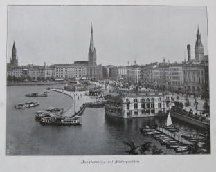 Hamburg Jungfernstieg mit Alsterpavillon um 1900