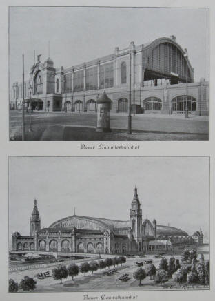 Hamburg - Neuer Dammtorbahnhof 1905 und Entwurf für den neuen Centralbahnhof.