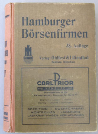 Verzeichnis Hamburger Börsenfirmen 1937.