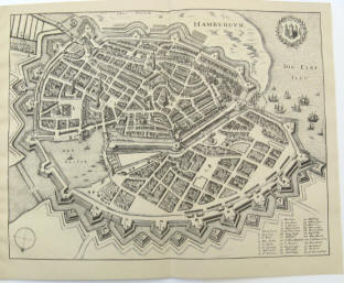 Hamburg Stadtplan von Matthäus Merian Topographia Saxoniae Inferioris.