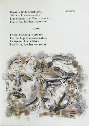 Richepin Texte, Lithographie Hans Erni, Suisse 1962.