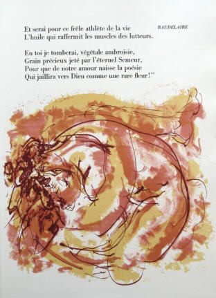 Baudelaire Text, Lithographie Hans Erni, Lausanne, Pierre Gonin 1962.