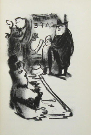 Illustration von Hans Fronius gegenüber der Seite 20 zum Text der Schachnovelle von 1949