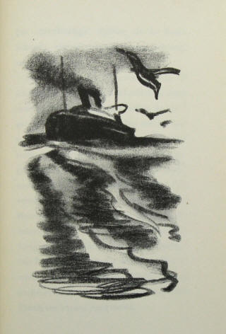 Dampfer Illustration von Hans Fronius gegenüber der Seite 50 zum Text der Schachnovelle von 1949