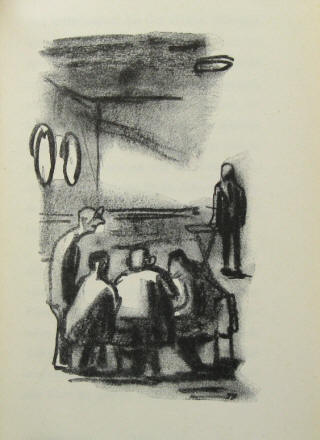 Illustration von Hans Fronius gegenüber der Seite 158 zum Text der Schachnovelle