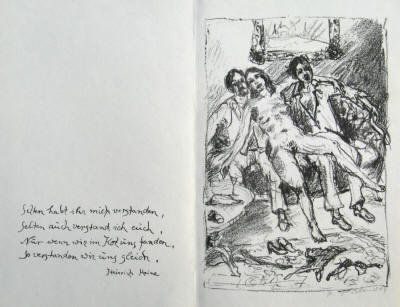 Heinrich Heine Buch der Lieder Gedicht. Original Lithographie von Robert Kirchner signiert. Selten habt ihr mich verstanden.