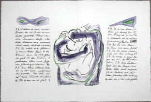 Doppelblatt aus Das Hohe Lied, Künstlerbuch von Helge Leiberg, 1991.
