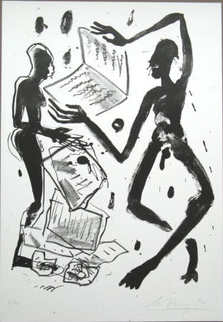 Lithografie von 1994, Nummer 1 von 40, von Helge Leiberg handsigniert.