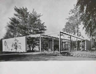 Hamburg Planten un Blomen 1953, Büchergarten. Architekt Bernhard Hermkes.