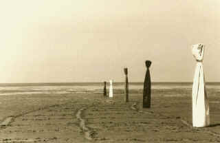 Land Art Installation zum Schach im Wattenmeer der Nordsee von Elke Rehder