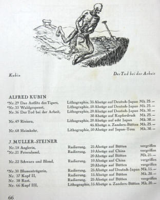 Lithographien von Alfred Kubin und Radierungen von J. Müller-Steiner