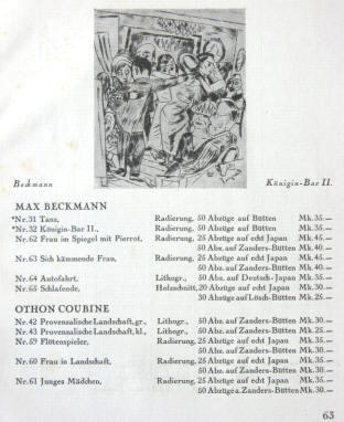Graphiken von Max Beckmann und Othon Coubine