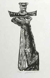 K.-H. Hansen-Bahia - Schwurhand. Handsignierter Original-Holzschnitt von K.-H. Hansen-Bahia aus der Nibelungen Kassette.