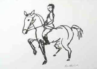 Stephan Balkenhol - Motiv VI (Reiter und Pferd) Handsignierte Original-Lithographie von Stephan Balkenhol.