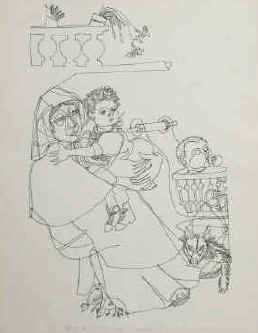 Elisabeth Rögner-Seeck - "Eine alte Mutter im Haus ist ein Zaun darum." Scribtol-Zeichnung