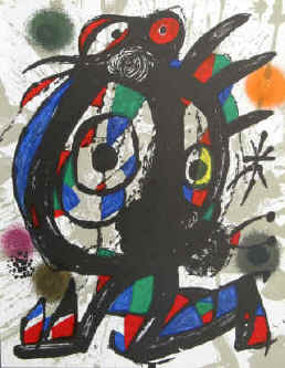 Joan Miró - Original color lithograph number I by Joan Miró from the book Litografo Vol. III Format 31,8 x 24,7 cm. Original color lithograph with printed remark on the back: "Litografía original I"