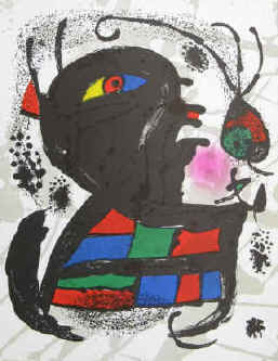 oan Miró - Original color lithograph number V by Joan Miró from the book Litografo Vol. III Format 31,8 x 24,7 cm. Original color lithograph with printed remark on the back: "Litografía original V".
