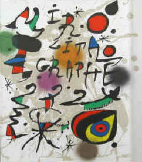 Joan Miró Lithographe Genf, Weber, 1977. Original Farblithographie von Joan Miró. Teil des Buchumschlages