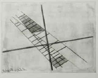 Laszlo Moholy-Nagy: Konstruktion mit Kreuz. Original Gravur auf Zink von 1923. Auflage von 1995.