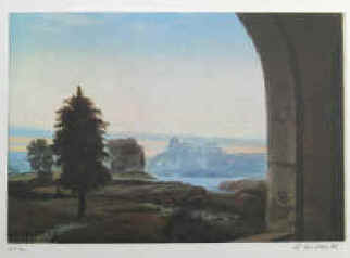 Künstler Rudolf Distler,  bzw. Rudolph - Landschaft. Radierung über Granolithographie von Rudolf Distler signiert.