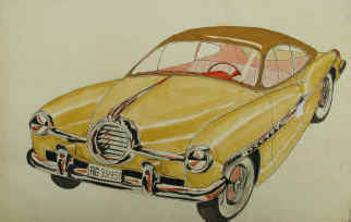Automobil Designstudie für einen zweitürigen Sportwagen, Coupé von 1953