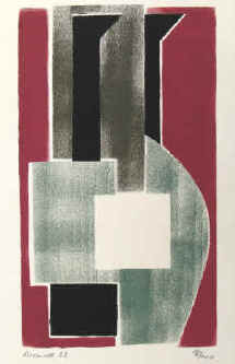 Bildhauer Christof Krause - Abstrakt. farbiger Linolschnitt von 1962 signiert und nummeriert.