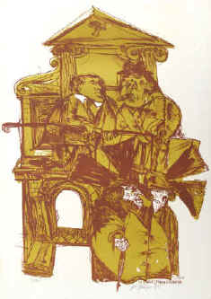 Eberhard Dänzer / Bertolt Brecht - Zu Brechts Heilige Johanna der Schlachthöfe, Lithographie 4. Original Farblithographie von Eberhard Dänzer signiert.