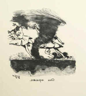 artist Pavel Pepperstein - Sie spielen. Lithograph signed 1998.