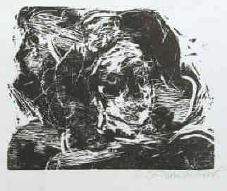 Künstler Günther Knipp - Zwei Frauen. Holzschnitt von 1963 signiert.