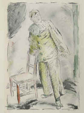 Bertil Norén. Pierrot, Clown litografi signed by the artist.