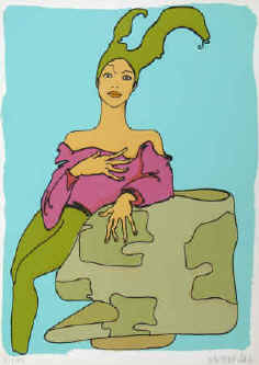 Ina Ferrara - no title (female, girl, woman, Frau). Original Farbserigraphie von Ina Ferrara signiert. 