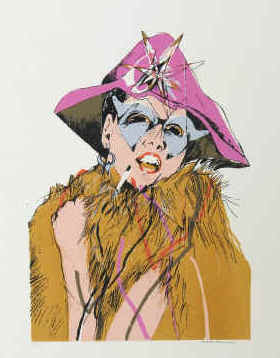 artist Andrea Pagnacco - Lady Cigarette color lithograph numbered and signed, Centro internazionale della grafica Venezia