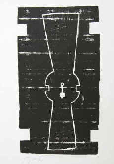 Felix Droese - "c-Schlüssel im Holz" aus der Serie "6 Schlüssel im Holz". Original Holzschnitt von Felix Droese 1995 signiert.