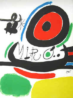 Joan Miró - Tres Llibres. Original lithograph signed by Joan Miró. Original color lithograph from 1970.