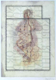 Modellierung auf dem Sprachsockel 2, farbiger Offsetdruck auf Transparentpapier von Prof. Franz Erhard Walther 1999 signiert