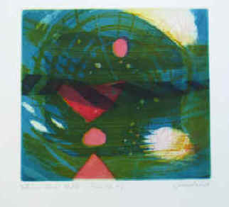 Künstler Willibrord Haas - Leichtfertig. Original Farbradierung signiert 1989 .