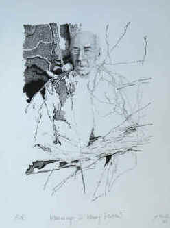 Künstler Georg Cadora - Hommage à Henry Miller. Radierung von Georg Cadora signiert.