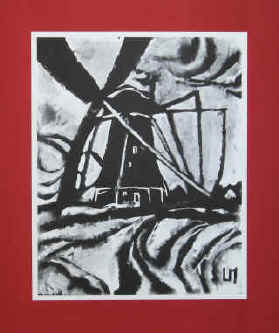 Lothar Malskat - Ohne Titel (Windmühle). Poster. Kunstdruck von Lothar Malskat.