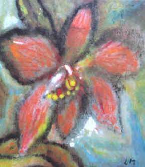 Lothar Malskat - Ohne Titel (rote Orchidee). Color Poster. Farbiger Kunstdruck von Lothar Malskat.